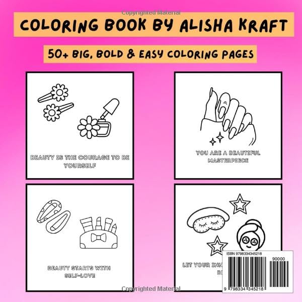 Make up & Cosmetics: Glow Cosmetics Coloring Book With Body Positivity Inspirational Sayings for Kids, Adults, Seniors & Teens Featuring Large Print Coloring Pages (Bold & Easy Coloring Book) image 3