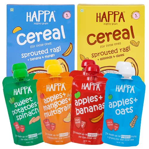 Happa Organic for Little one, Fruit Puree and Porridge Pack , 8 Pouches & 2 Porridges, Puree 100 Grams Each, Porridge 200 Grams Each (B07YB88SMD) Amazon Price History, Amazon Price Tracker
