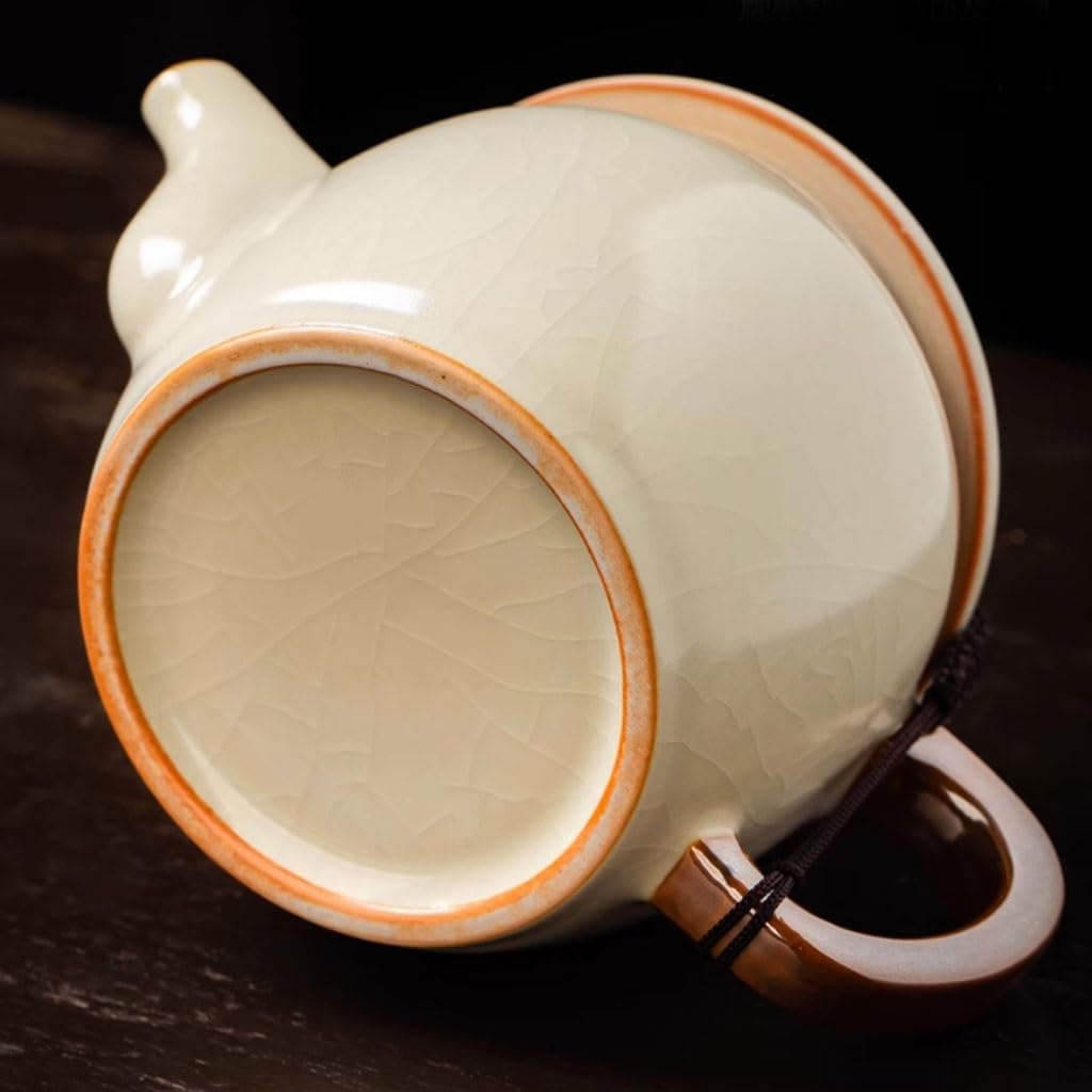 Dzbanek do herbaty o dużej pojemności, beżowy, ceramiczny, domowy, wysokiej jakości, do parzenia herbaty, pojedynczy dzbanek do zaparzacza