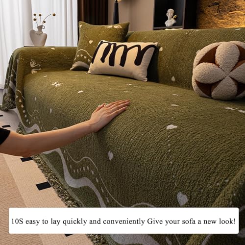 Housse de canapé pour sectionnel protège canapé lavable vert 90x90