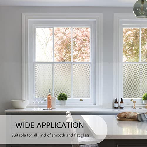 Feomos Static Cling Lattice Window Film, Window Privacy Film, Frosted Window Cling, Decorative Vinyl For Window Door Glass Uv Rejection 17.5X118 Inches #TOP5
