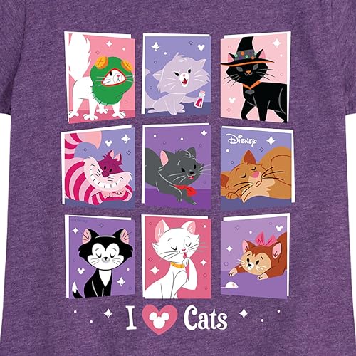 Disney Classics - Cats & Dogs - Grid of Assorted Cats - Toddler and Youth Girls Short Sleeve Graphic T-Shirt3