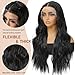 XCHJH Synthetic Lace Front Wig 26 Inch Black Wig for Women 13x4x1 T-Part Long Wavy Wig Natural Looking Synthetic Heat Resistant Wig for Daily Party