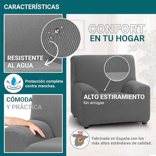 Funda sofá elástica gris de 1 plaza para proteger tu sillón de 70 a 110cm 6
