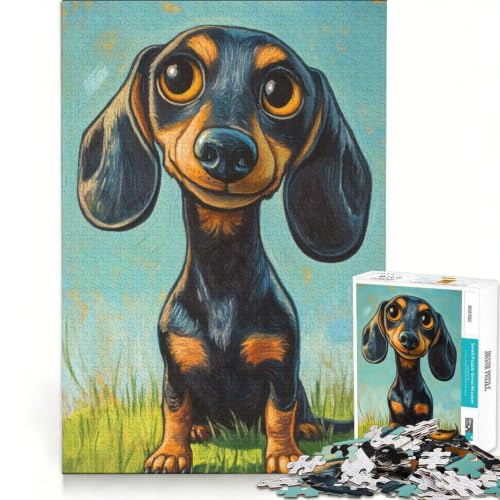 Rompecabezas de perro salchicha de 1000 piezas, juguete educativo premium de 38x52cm para adultos