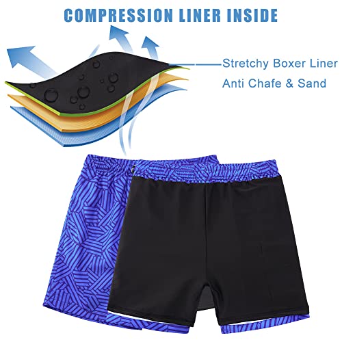 Image of Cozople 7-16T Teen Boys Swim Trunks Quick Dry UPF 50+ Swimwear Bathing Suit for Big Boys Beach Swim Boards Shorts