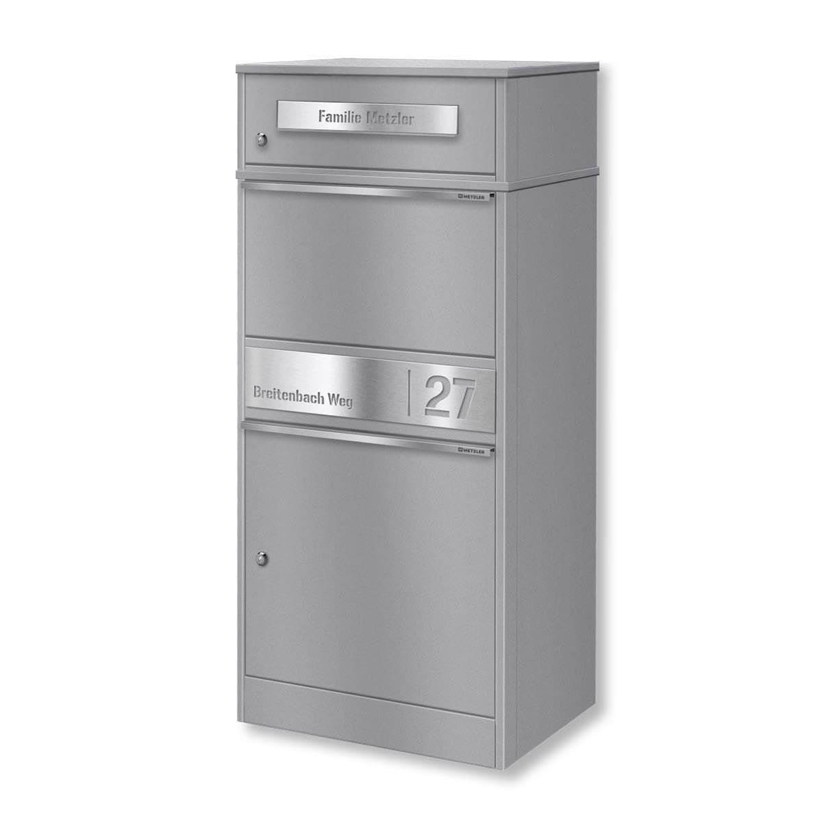 Metzler Paketbox & Briefkasten – Modell Bispo 2: PAKETBOX & BRIEFKASTEN IN EINEM mit Namensgravur
