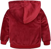 Vista 3 de Conjunto de sudadera de vellón cálida con capucha para niños pequeños conjunto de mantas para bebé niña rojo 2-3 años