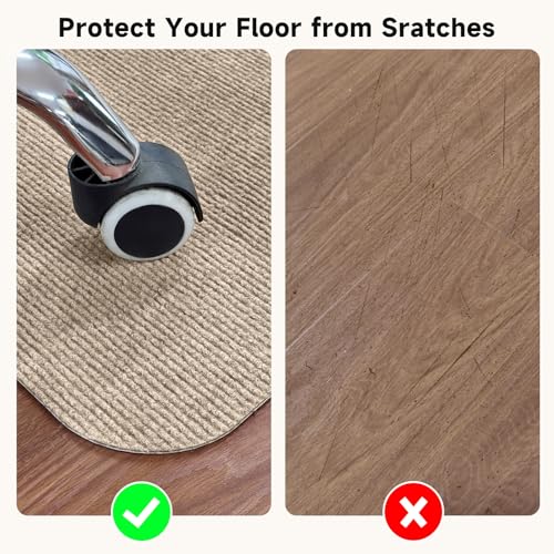 SHAREWIN Office Chair Mats for Hardwood Floor, Computer Chair Rug, Under Desk Mat, Large Anti-Slip Floor Protector for Home, Office, Study, Light Camel, 47"x36" by SHAREWIN - Image 4