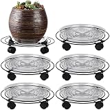 5 Packs Metal Plant Caddy 11.8" Plant Dolly with Wheels Heavy-Duty Wrought Iron Rolling Plant Stand