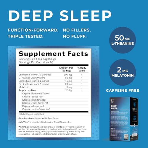 Deep Sleep Tea 2mg Melatonin Tea & and 50mg L-Theanine for Deep Sleep with Valerian, Chamomile, Lemon Balm and Passion flower Extra Strength Sleepy Tea for Night Time Rest and Relaxation - Image 4
