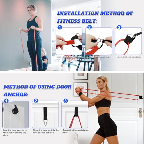 Giiyr Resistance Bands Set for Men & Women - 4 Levels Exercise Band with Door Anchor, Pull Up Bands for Strength Training, Stretching, Powerlifting, Home Workouts, and CrossFit - Image 5