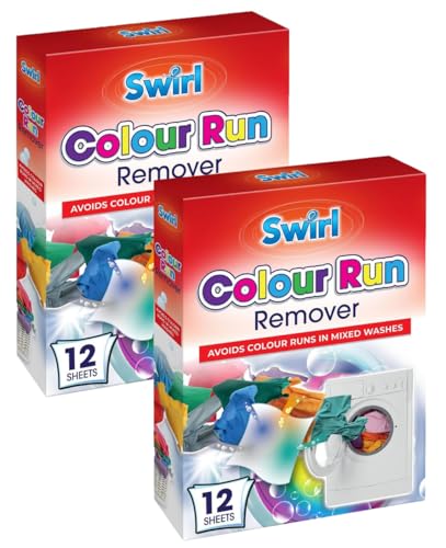 Swirl Mighty - Quitamanchas de color blanco, 12 hojas, potentes hojas de lavandería para iluminar los blancos y prevenir la pérdida de color (2 paquetes) (removedor de color)