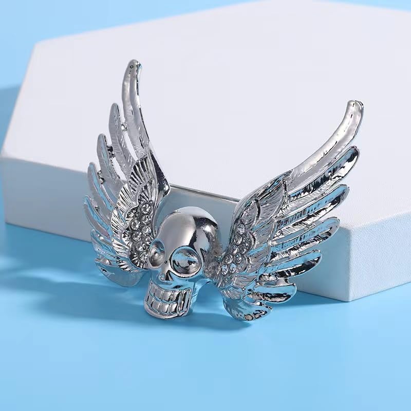 Image of Punk Skull Head Cross Sword Brooch Pin Cool Skeleton Lapel Pin for Dress Suit Decor Halloween Party Clothing Accessories for Women Men