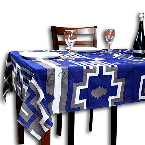 Sweet Us Cotton Native American Inspired Retro Aztec Design Chic Boho Print Kitchen Tablecloth For Rectangle Tables 60X90 Blue Gray White Dining Linen #TOP15
