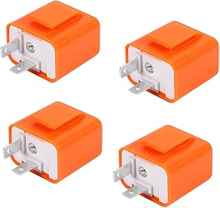 2 Pin LED Electronic Turn Signal Flasher Relay, 4 PCS 12V Speed Adjustable LED Indicator Flasher Relay Fix for Turn Signal Light & Hazard Warn Hyper Fast Flash for Car and Motorcycle (Orange)