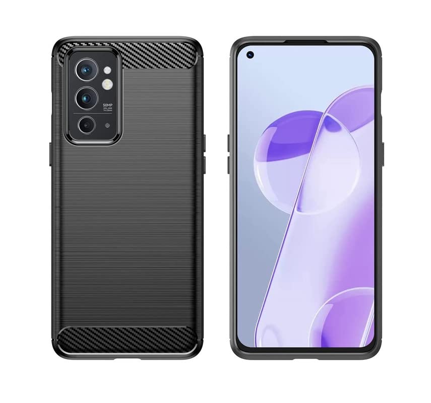 Image of NPRC Hybrid Ultra Slim Protective Case TPU Non-Slip Carbon Fiber Texture Shockproof Case Cover for Oneplus 9RT - Black
