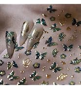 Butterfly Nail Art Stickers Decals Red 5D Embossed Nail Decals Relief Jelly Gold Edging Butterfli...