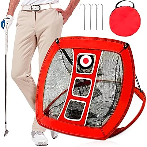 GEEORZO Golf Chipping Net, Pop Up Golf Practice Net for Garden, Golf Accessories for Men Women Backyard Indoor Outdoor Cover