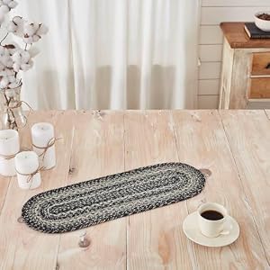 VHC Brands Sawyer Mill Black White Jute Oval Runner 8x24 VHC Brands Sawyer Mill Black White Jute Oval Runner 8×24