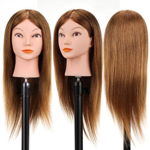 Training Head, Yofuly 18 Inch Hairdressing Head 100% Real Human Hair Manikin Doll Head - Image 3