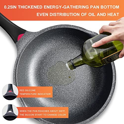 Vinchef Nonstick Skillet With Lid, 11In/5Qt Aluminum Deep Frying Pan With Lid And Heat Indicator, Anti Scratch And Anti Stain Deep Saute Pan, Induction Compatible #TOP2