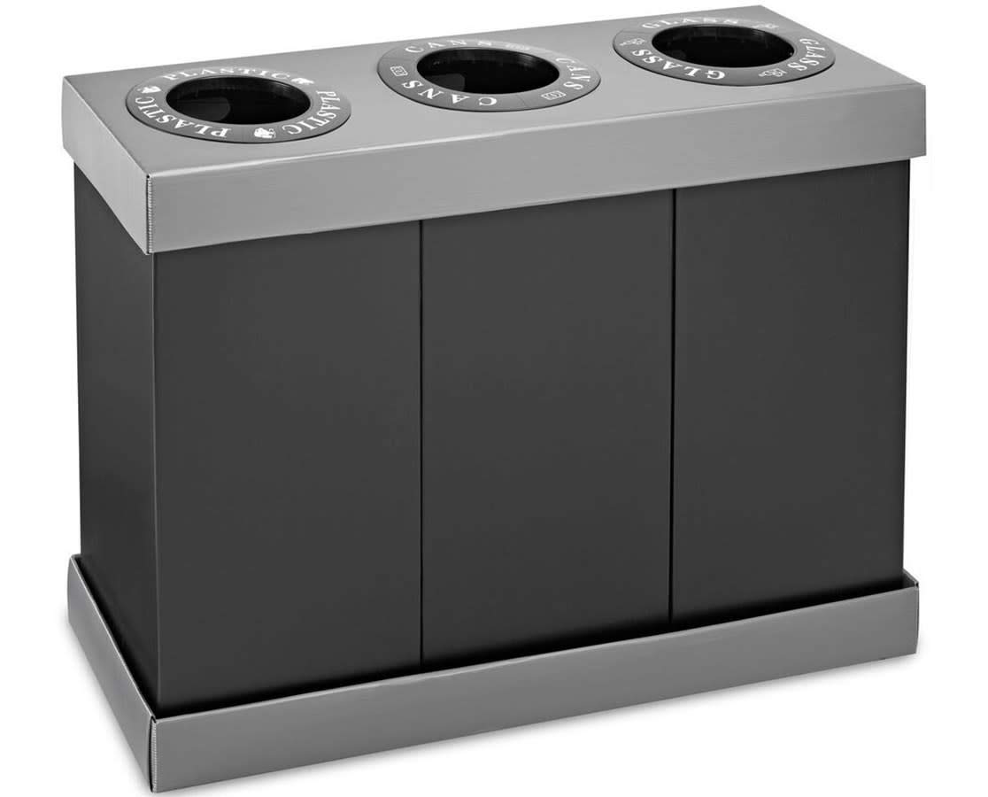 Alpine AdirPro Industries Recycling Center 28 Gallons - Durable Corrugated Plastic Waste/Trash Organizer Ideal for Kitchen Office Hospital (3 Bins)