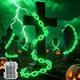 Ohwewant 10Ft Green Chains Battery Operated Halloween Lights, Halloween Decorations Outdoor Indoor, 8 Modes Timer Lighted Prop Chains for Party Haunted House Skeleton Dog Creepy Costumes Cosplay
