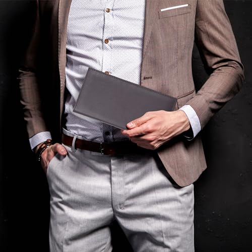 Image of Real Leather Long Bifold Wallet for Men & Women - RFID Slim Bi Fold 12 Credit Card Holder 2 ID, Gift for Mens & Womens, Brown 2, Small, Wallet