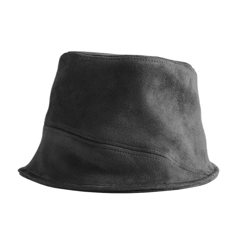 Gorro de Pescador de Terciopelo con Piel de Ciervo for Mujer, cálido, Resistente al Viento, versátil, for otoño/Invierno(Black)