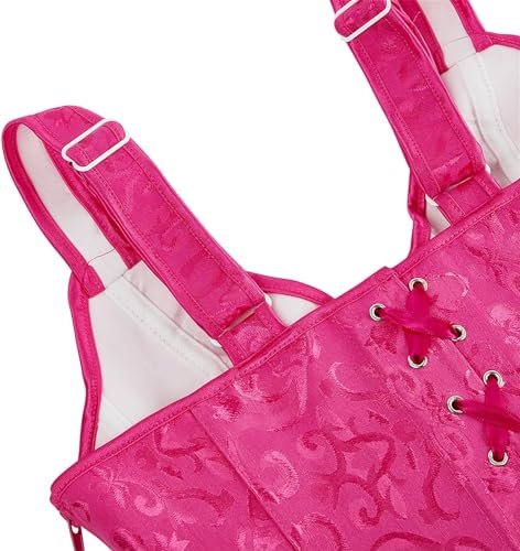 Image of Women's Lace up Gothic Jacquard Shoulder Straps Tank Overbust Shaper Corset Bustiers Top