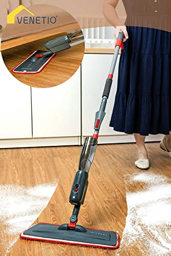Venetio Prosweep Microfiber Spray Mop For Floor Cleaning With Extra Reusable Washable Pad And Refillable Sprayer - Dry/Wet Squirt Mop Set For Home & Kitchen, Hardwood, Laminate, Vinyl Plank - 2 Pads #TOP3