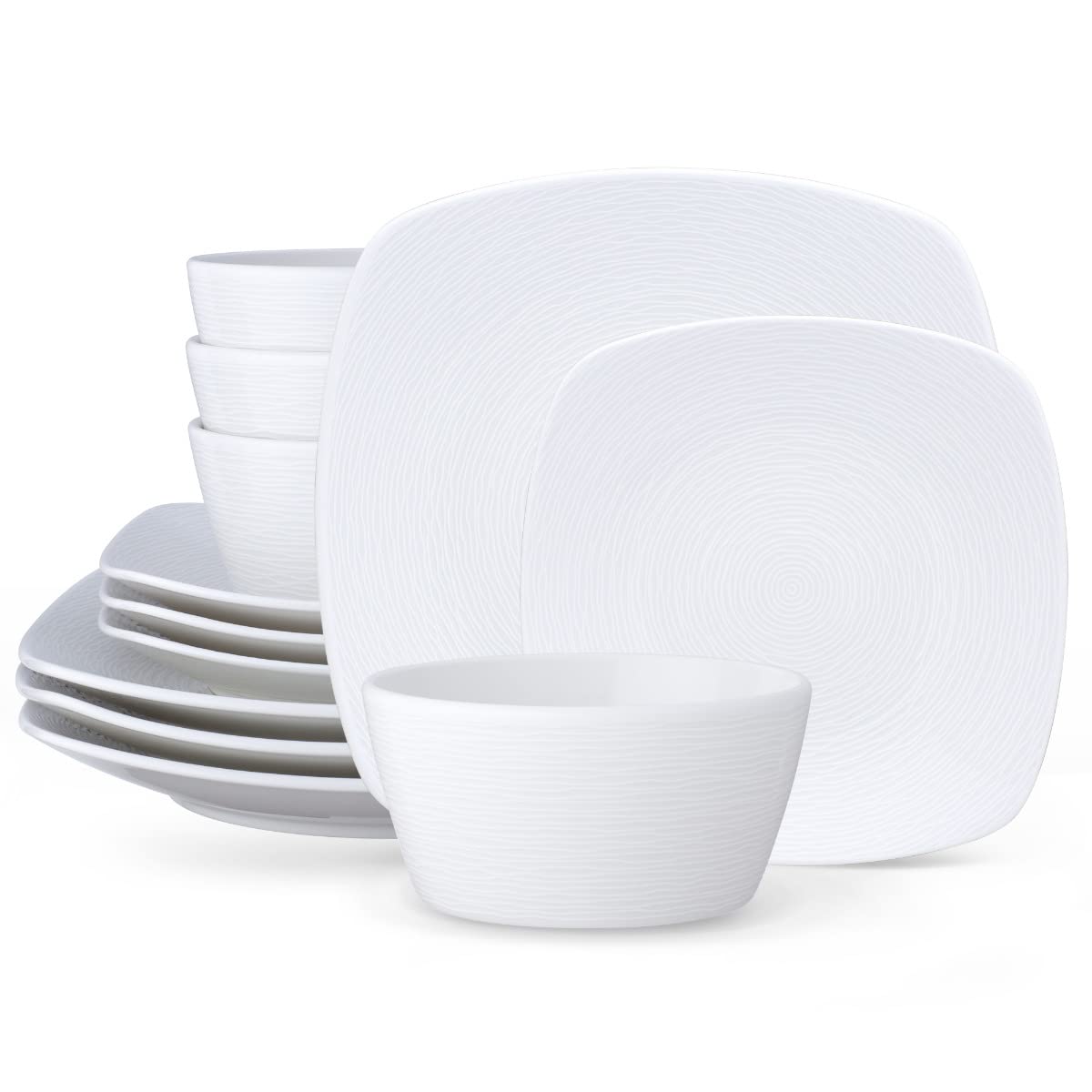 Noritake WoW Swirl 12-Piece Square Set in White