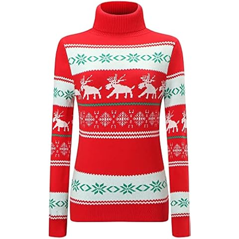 SANGTREE Women's Turtleneck Basic Great Stretchy Cashmere Sweater, Christmas Red, Small Cover