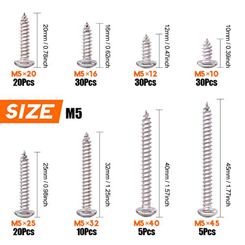 150 tornillos M5 acero inoxidable cabeza redonda Phillips miniatura 2