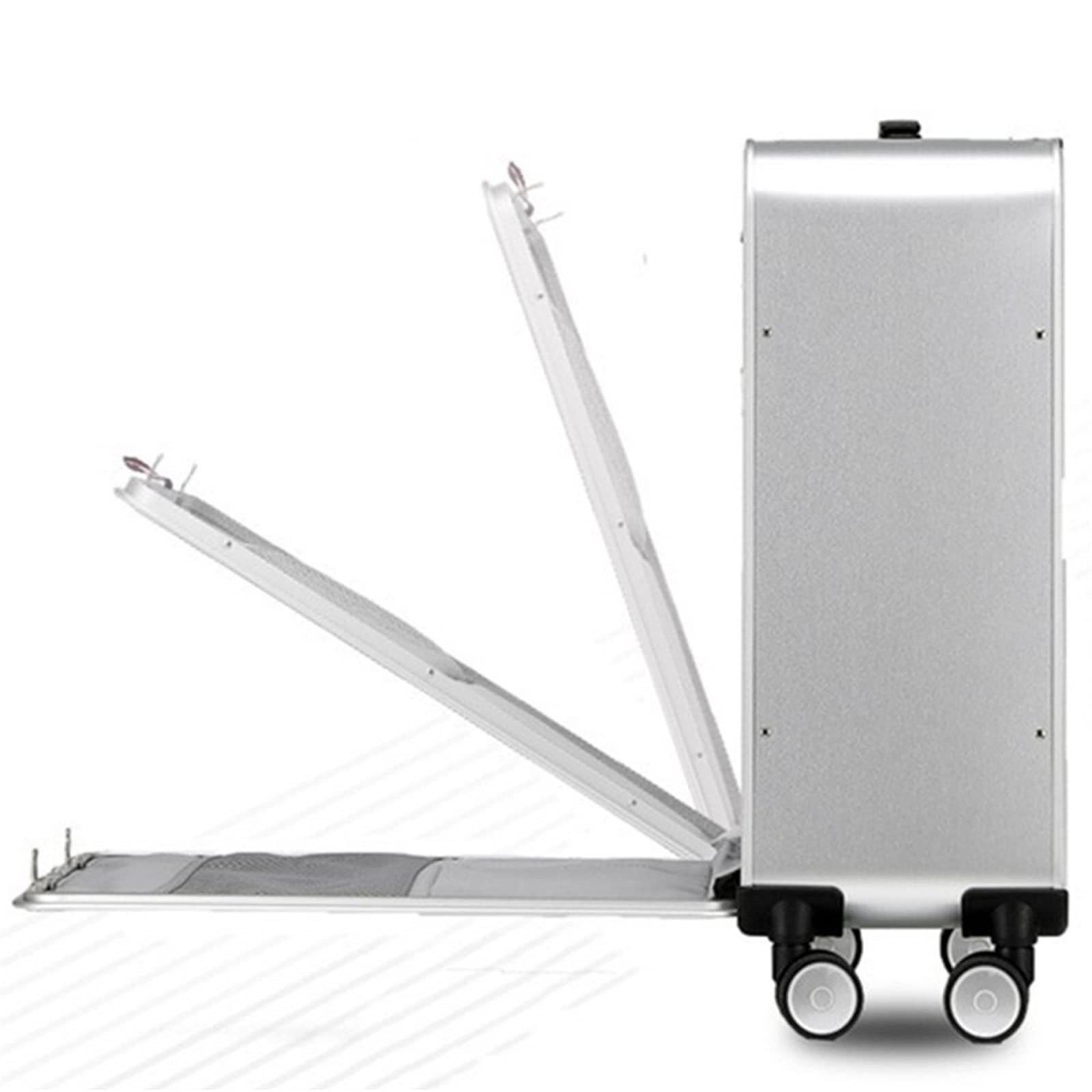 Estuche rígido Equipaje Todo Aluminio Aleación de magnesio Maleta con Ruedas Maleta de Negocios Equipaje de Viaje Contraseña Caja Bolsa para computadora portátil Apertura Frontal E