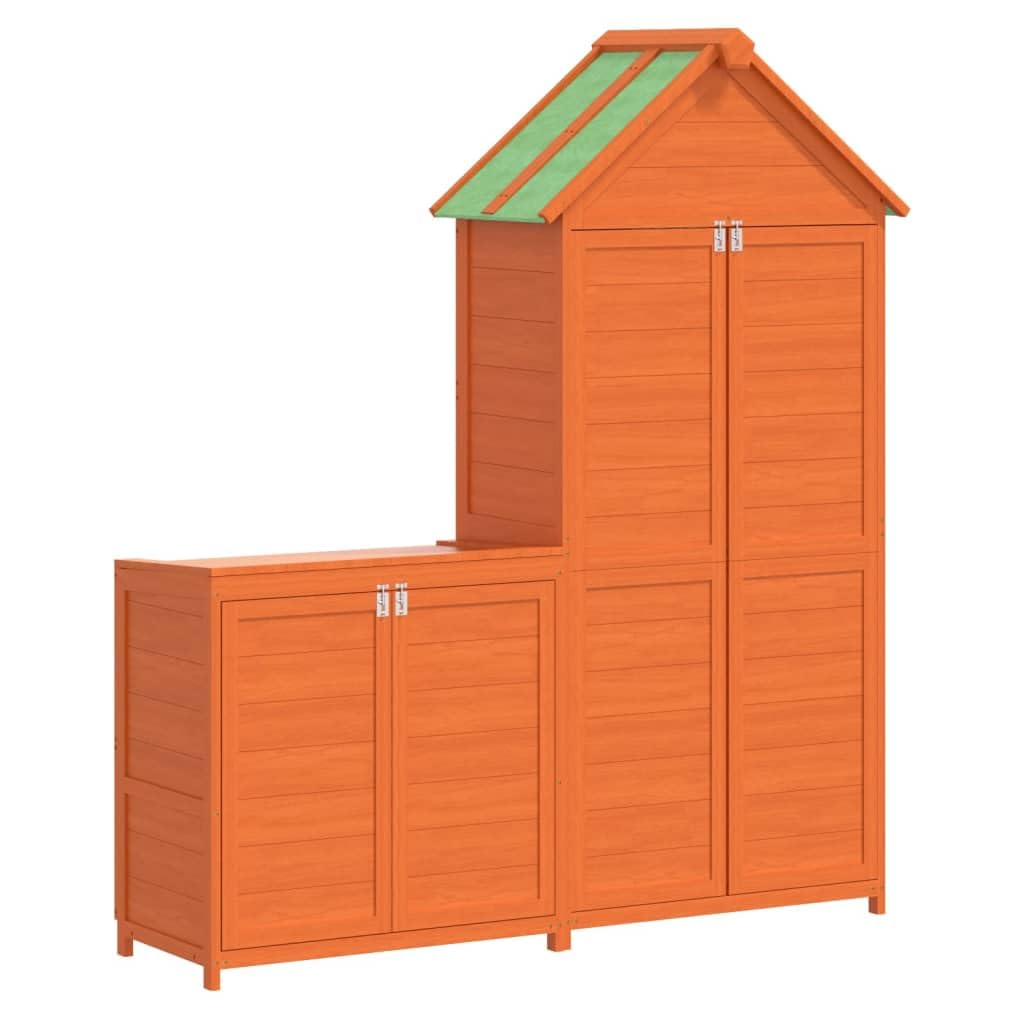 Lot de 2 abris de jardin en pin massif marron
