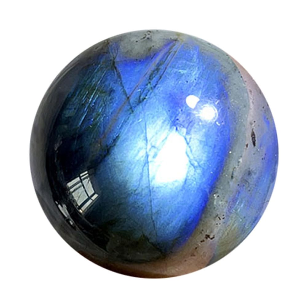 RVBLRDSE Labradorite Round Quartz Crystal Ball, Sphere Figurine, Polished Gemstone Divination for Yoga Feng Shui Home Decor,9~10cm Gemstone Stone