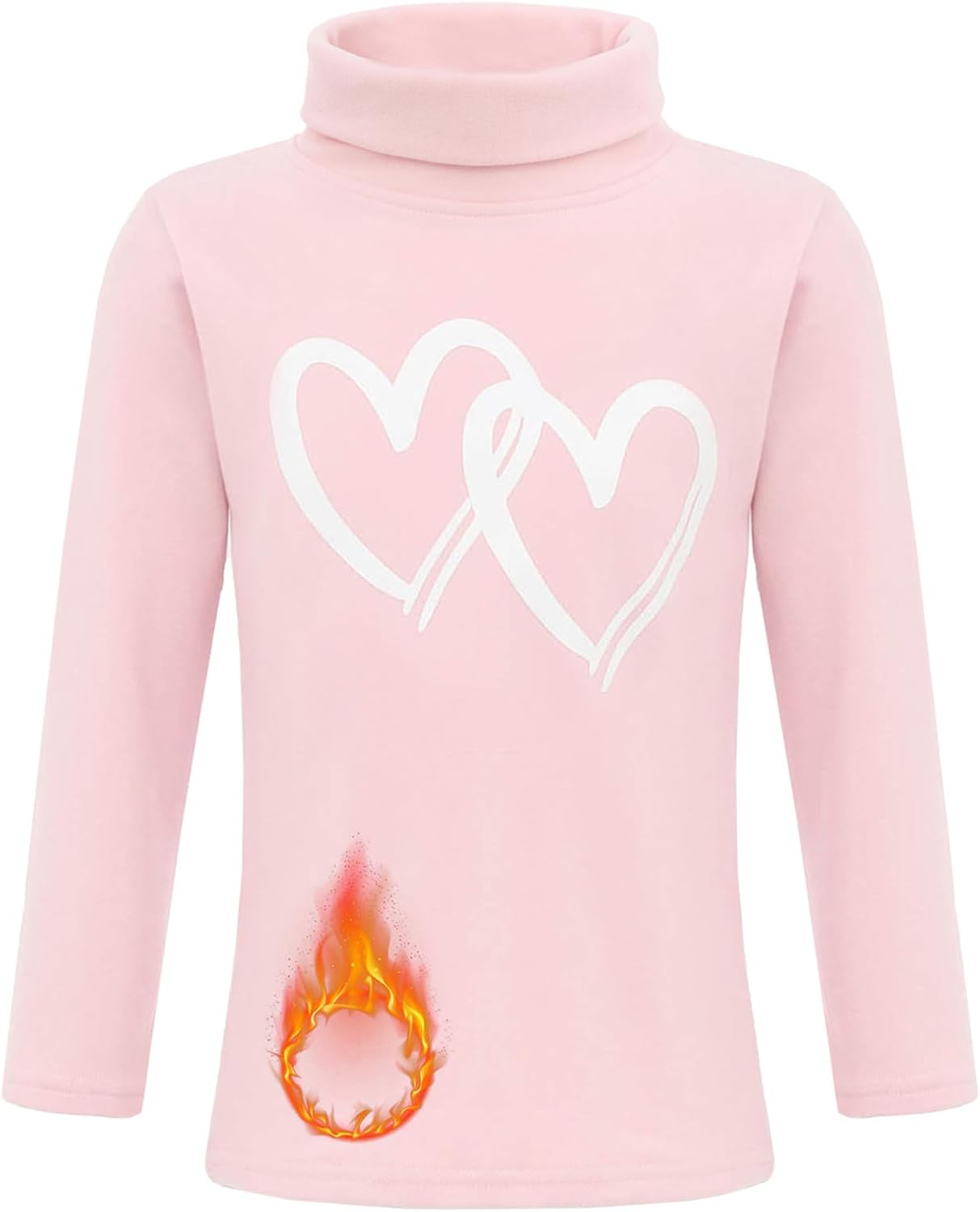 Kids Fleece Mock Neck Base Layer Printed Long Sleeve Thermal Undershirt