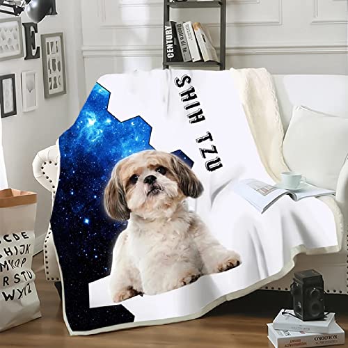 Shih Tzu Decken Tier Hund Flauschige Sherpa TV Sofa Bett Decken Warmer Winter Heim Kuscheldecke Wolle Fleecedecke für Erwachsene Kind 150x200cm