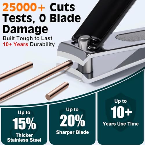 Image of Upgraded 20% Ultra Sharper All-in-One Fingernail and Toenail Clippers, 15% Thicker Sturdy DE-420J2 Stainless Steel, Great Gifts Nail Clippers for Seniors Toe Nail Clippers Case (3-in-1 Black)
