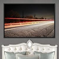 Framed Canvas Wall Art Light Exposure Colorful Industrial Lights Multicolor Neon Photography Places Portrait Realism - 16x24 inches