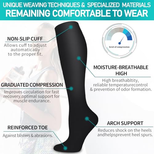 Image of COOLOVER Copper Compression Socks for Women and Men(6 Pairs)-Best Support for Running, Athletic, Travel