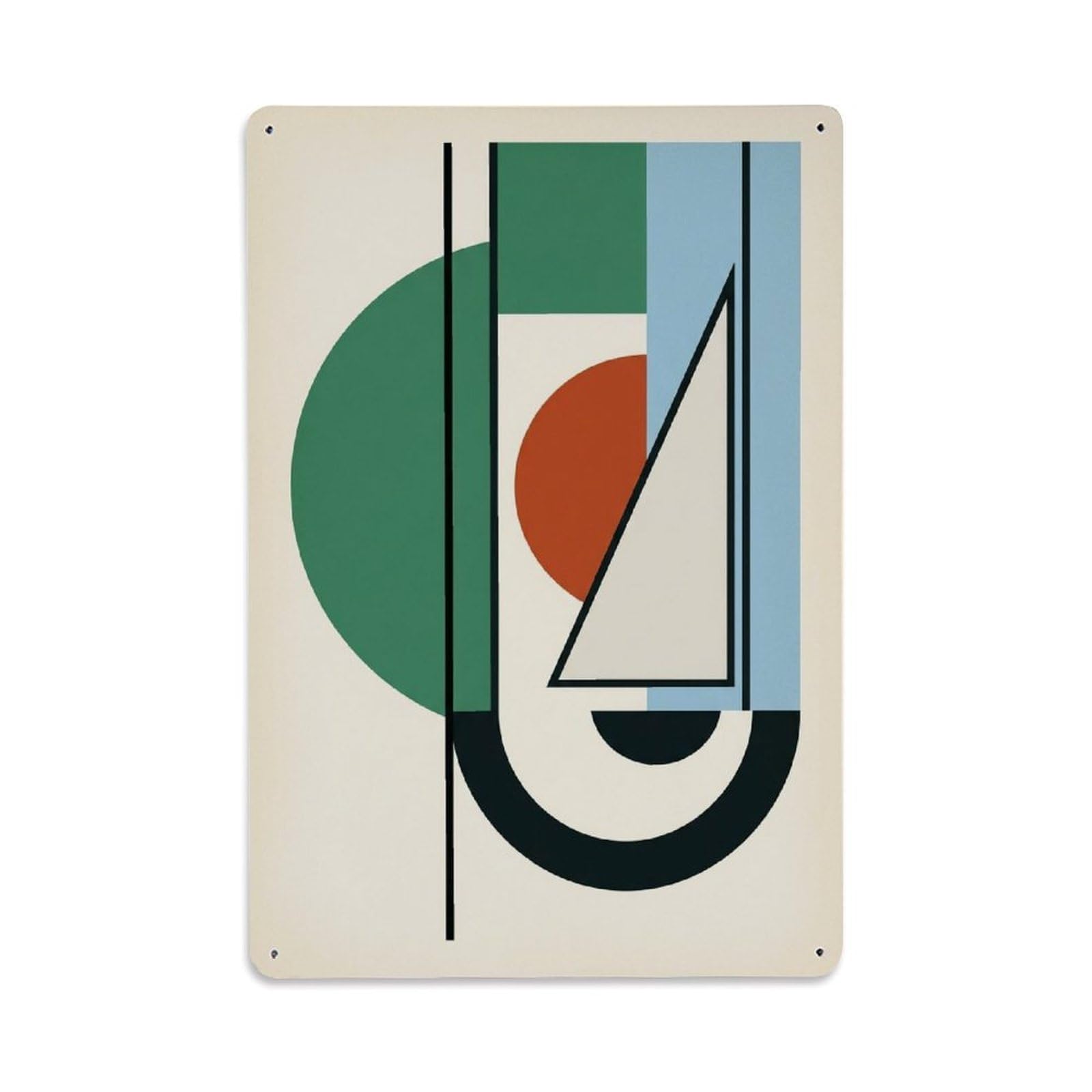 Vertical Shape Layout Harbor Sailboat Modern Blocks Metal Tin Sign Plaque Wall Decor for Cafe, Man Cave, Club Bar, Office, Home Garden Round Metal Poster 8x12Inch