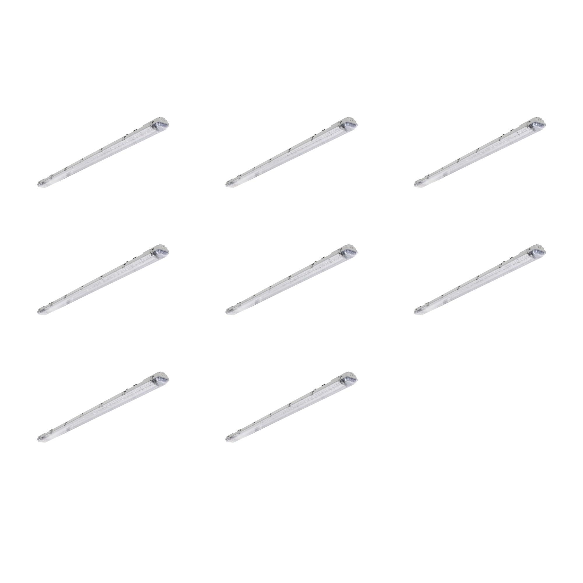 SYLVANIA SylProof Toledo 5ft LED Waterproof Batten Housing T8 Tube Compatible IP65 Twin Garage Workshop - Pack of 8