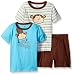 Gerber Little Boys' Toddler 3 Piece T-shirt and Short Set, Monkey/Exclusive, 4T