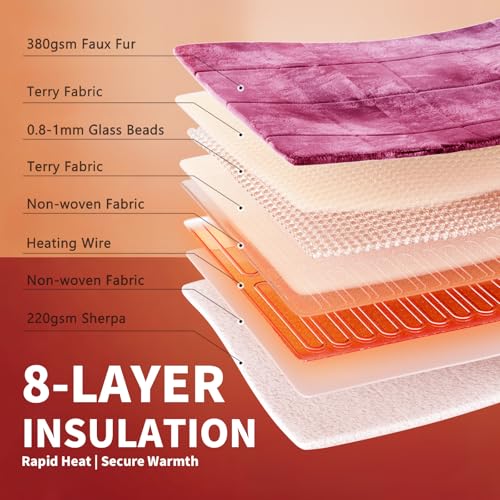 Image of Homemate Heated Weighted Blanket for Adults - 62 inchx84 inch 15lbs Electric Throw Fast Heating Heavy Blanket 1 /2 /4 /6 /8 Hour Auto Off 10 Heat Levels Over-Heat Protection Luxury Faux Fur Sherpa