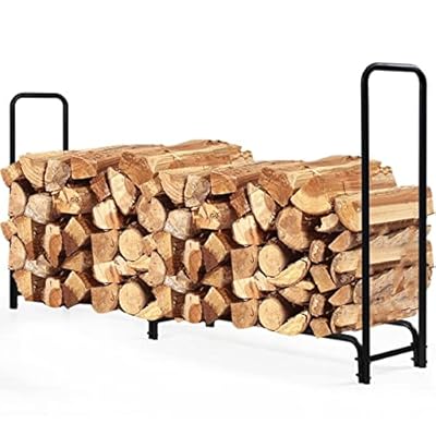 Rocky Mountain Goods 8 ft Firewood Rack - Outdoor/Indoor - Wood Storage Firewood Holder - Heavy Duty Steel Log Rack - Easy Install in Minutes - Included Hardware - Keeps Firewood Up and Dry