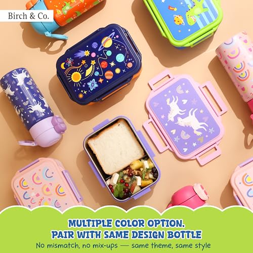 Image of Tiffin Box for School - Lunch Box for Kids Boys - Snacks Boxes for Girls - 900 ml Stainless Steel Tiffin Box, Leak-Proof 4-Side Locks, BPA-Free Food-Grade Material with Removable Divider, Dinos