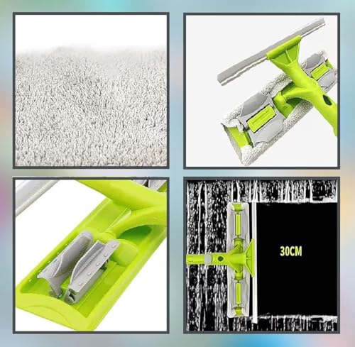 Image of 2-in-1 Solar Panel & Window Cleaner with Long Extendable Handle, Professional Squeegee & Scrubber Combo for Home, Glass, and Rooftop Cleaning